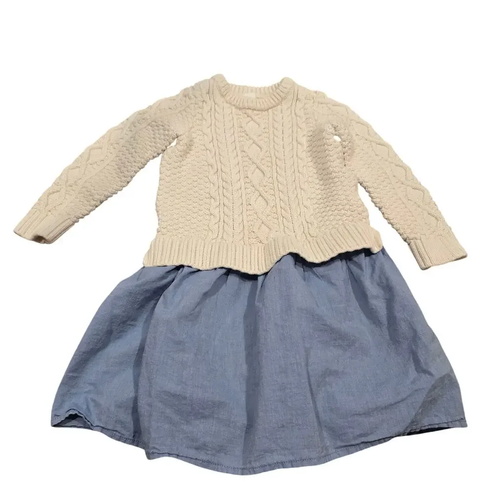 Toddler Girl Baby Gap Sweater Dress Chambray Skirt | Size 5T